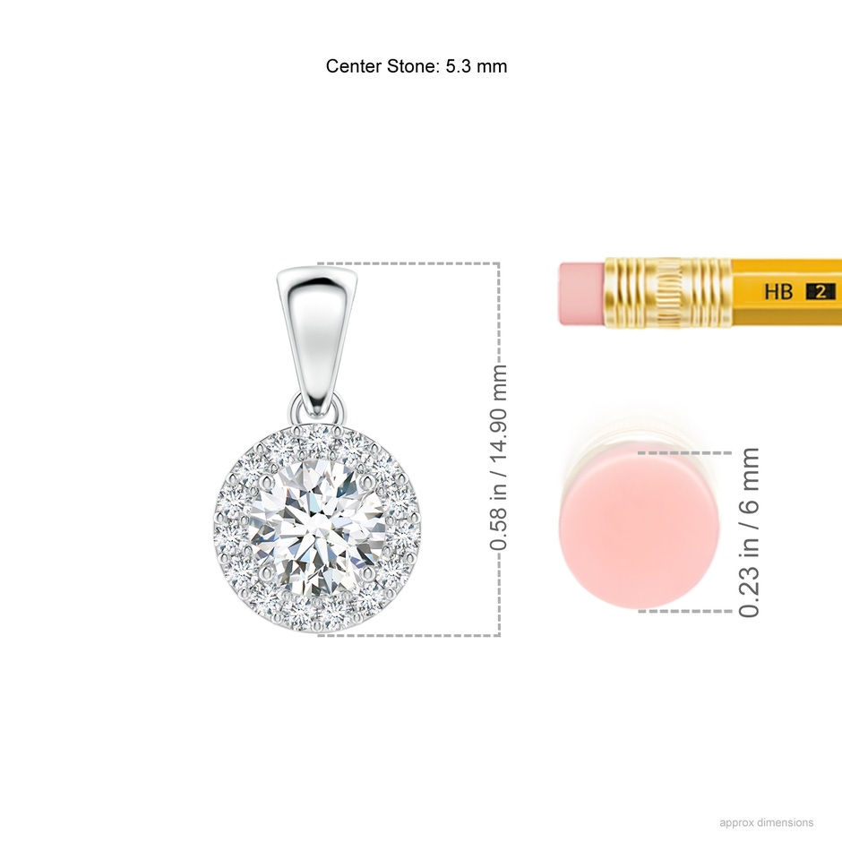 5.3mm GVS2 Round Diamond Halo Pendant in P950 Platinum ruler