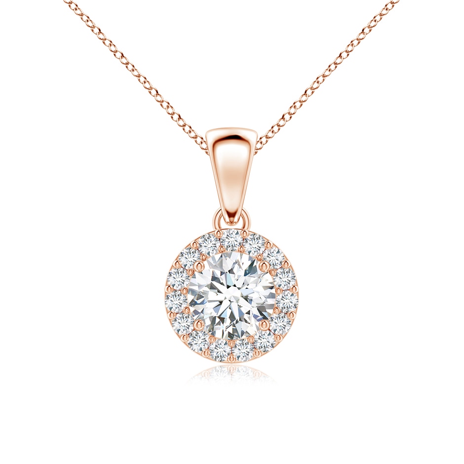 5.3mm GVS2 Round Diamond Halo Pendant in Rose Gold 