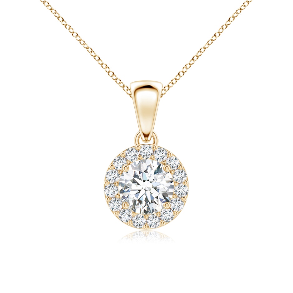 5.3mm GVS2 Round Diamond Halo Pendant in Yellow Gold 
