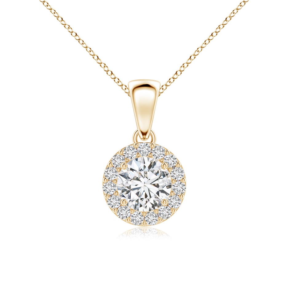 5.3mm HSI2 Round Diamond Halo Pendant in Yellow Gold 
