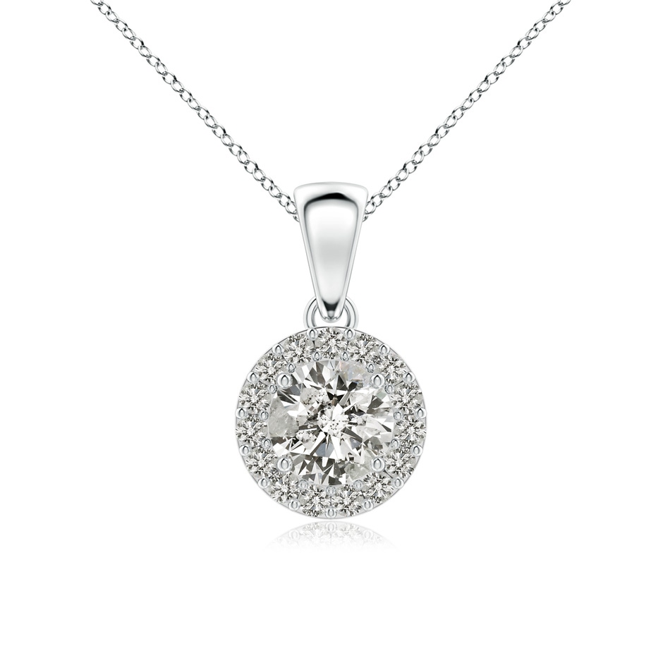 5.3mm KI3 Round Diamond Halo Pendant in White Gold 