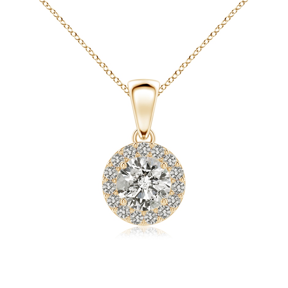 5.3mm KI3 Round Diamond Halo Pendant in Yellow Gold 