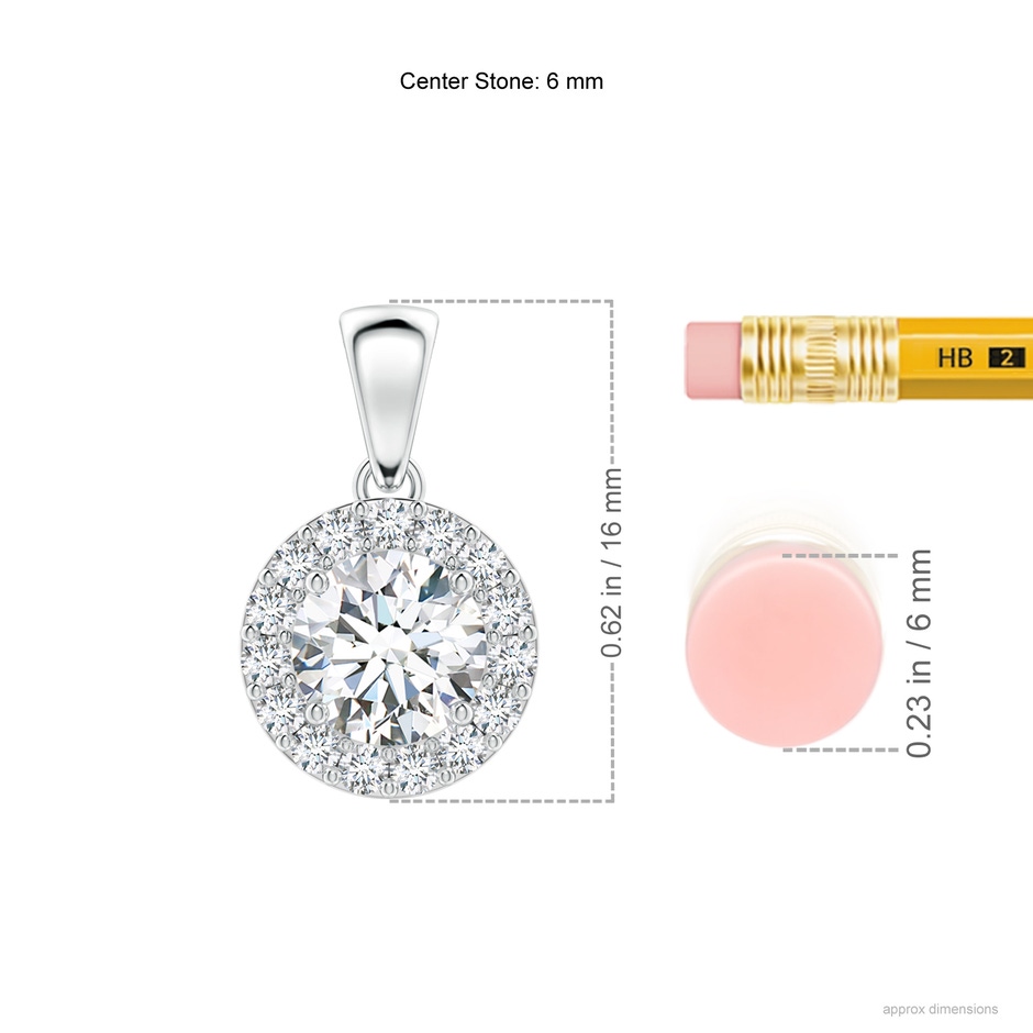 6mm GVS2 Round Diamond Halo Pendant in P950 Platinum ruler