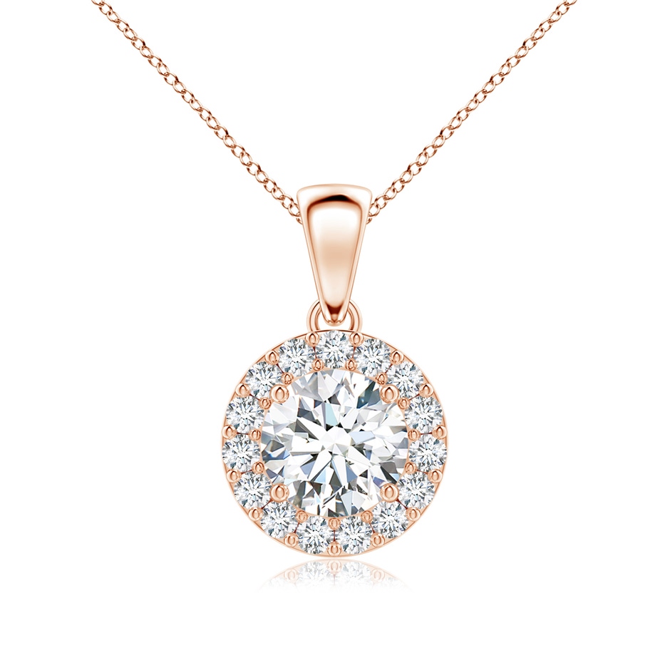 6mm GVS2 Round Diamond Halo Pendant in Rose Gold 
