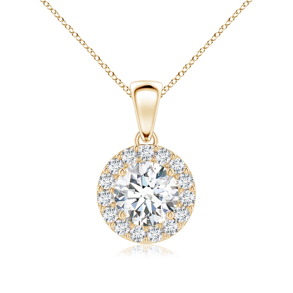 6mm GVS2 Round Diamond Halo Pendant in Yellow Gold 