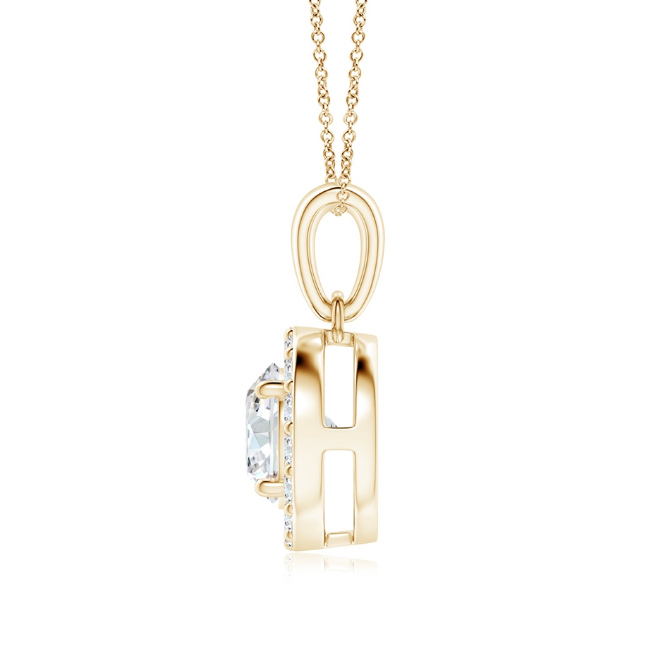 6mm GVS2 Round Diamond Halo Pendant in Yellow Gold side-1