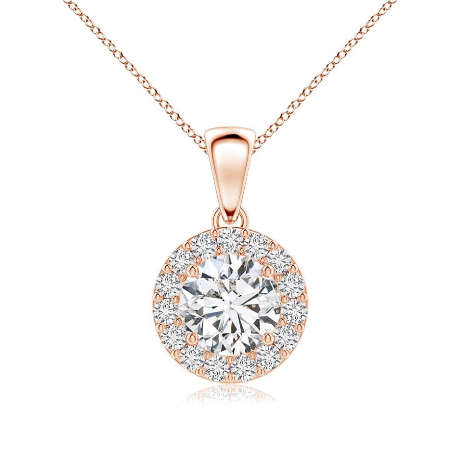6mm HSI2 Round Diamond Halo Pendant in Rose Gold 