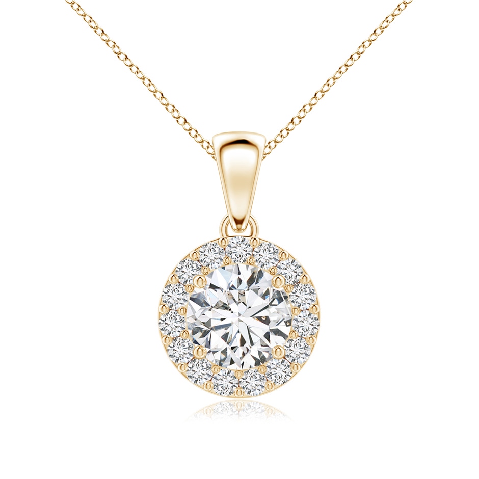 6mm HSI2 Round Diamond Halo Pendant in Yellow Gold 