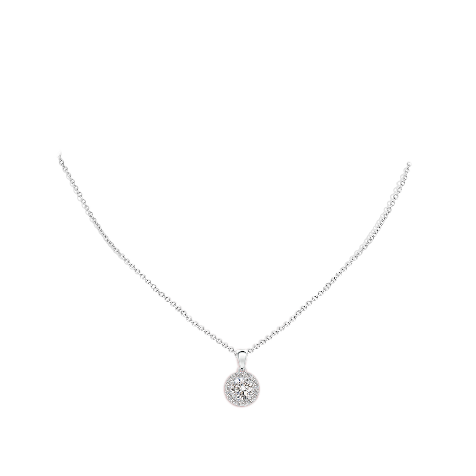 6mm IJI1I2 Round Diamond Halo Pendant in P950 Platinum body-neck