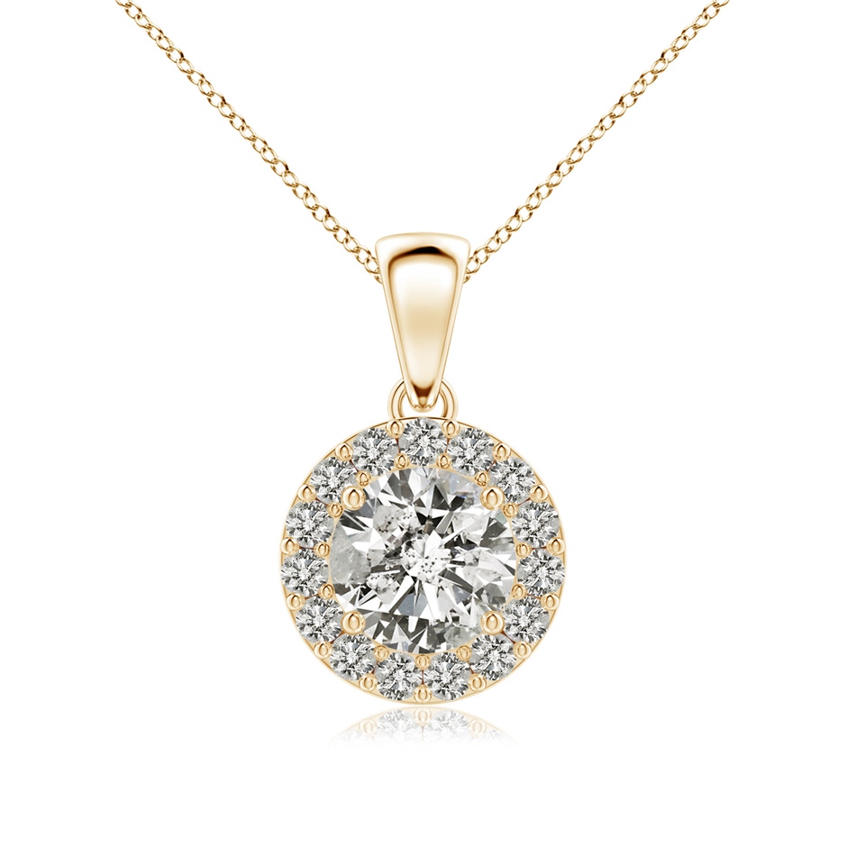 6mm KI3 Round Diamond Halo Pendant in Yellow Gold 