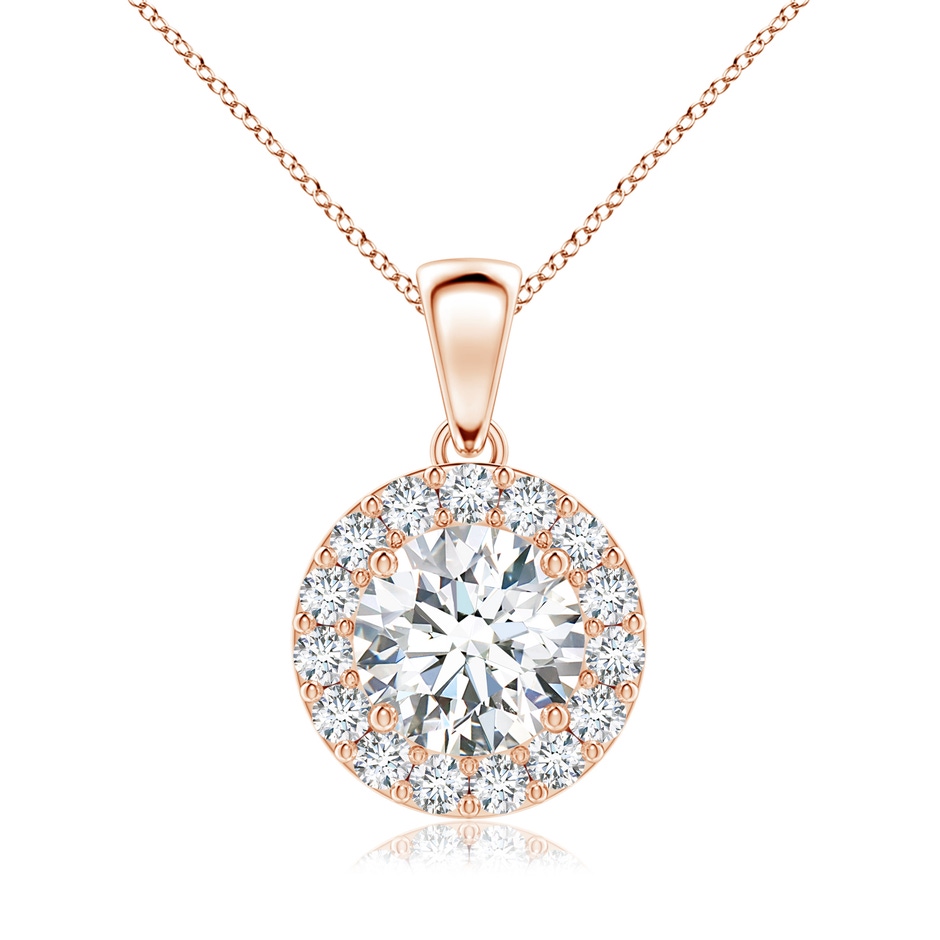 7.5mm GVS2 Round Diamond Halo Pendant in Rose Gold 