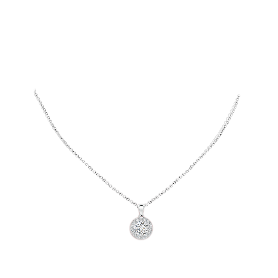 7.5mm HSI2 Round Diamond Halo Pendant in P950 Platinum body-neck