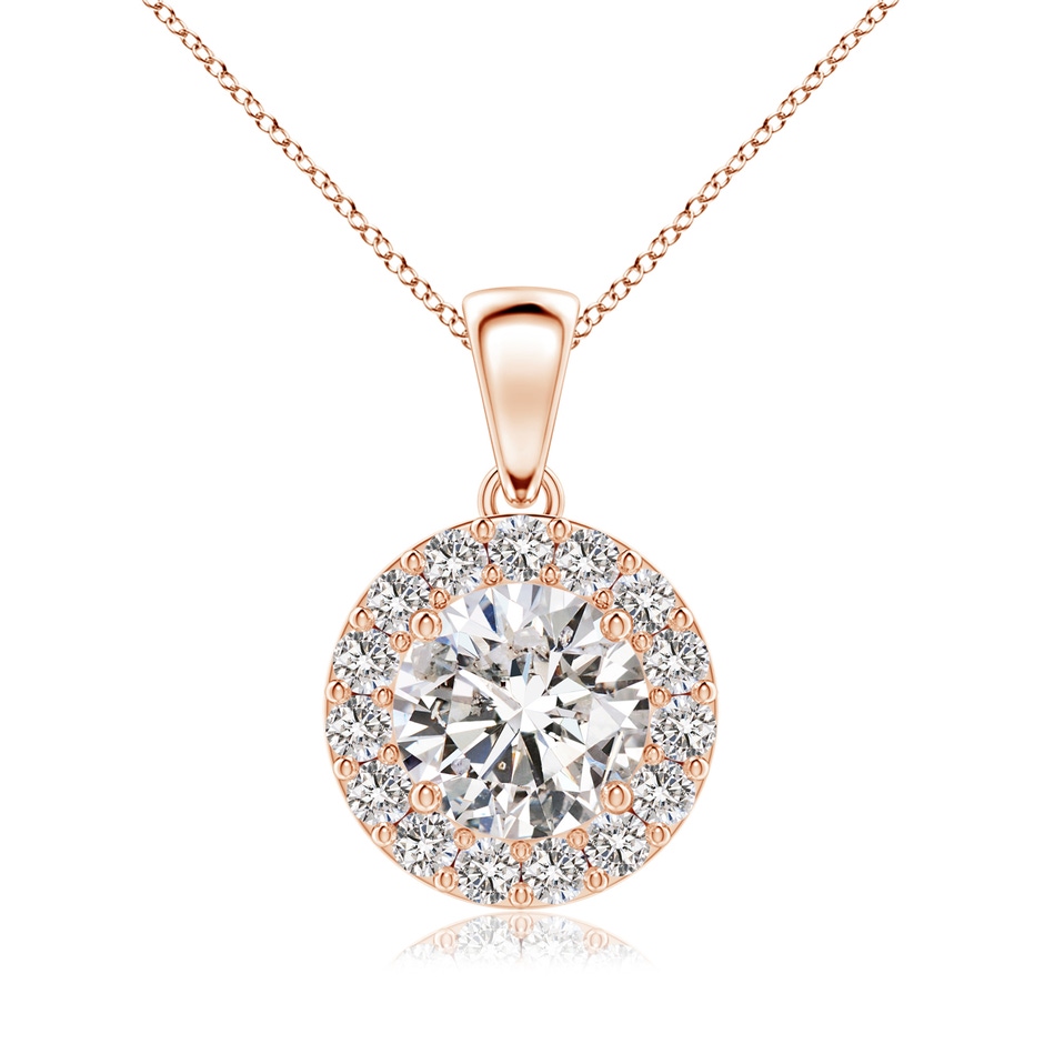 7.5mm IJI1I2 Round Diamond Halo Pendant in Rose Gold 