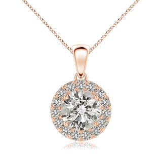 7.5mm KI3 Round Diamond Halo Pendant in 10K Rose Gold