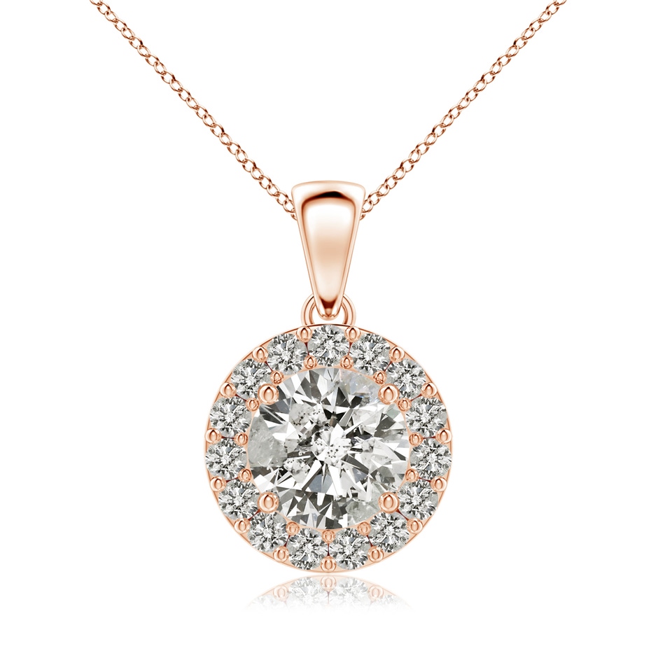 7.5mm KI3 Round Diamond Halo Pendant in Rose Gold 