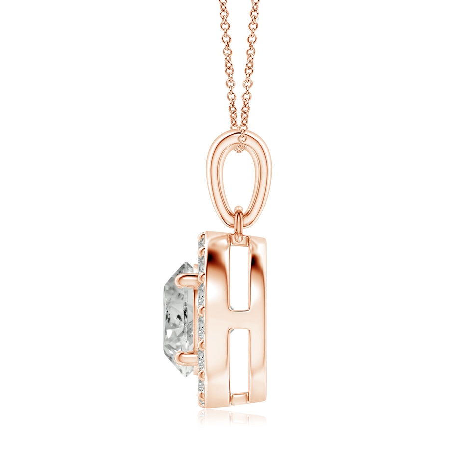 7.5mm KI3 Round Diamond Halo Pendant in Rose Gold side-1