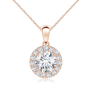 7mm GVS2 Round Diamond Halo Pendant in 10K Rose Gold