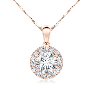 7mm GVS2 Round Diamond Halo Pendant in Rose Gold