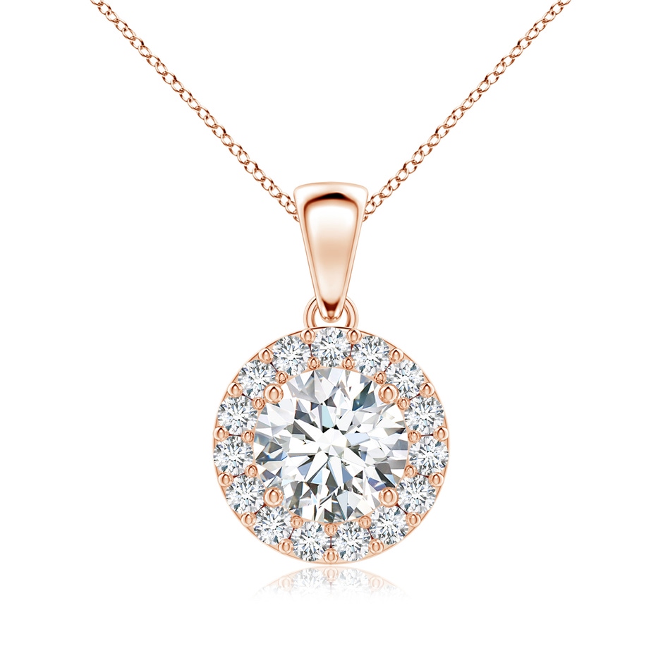 7mm GVS2 Round Diamond Halo Pendant in Rose Gold 