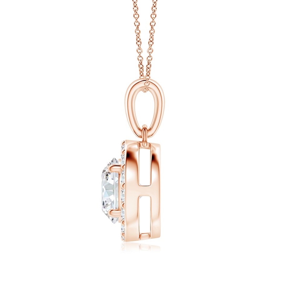 7mm GVS2 Round Diamond Halo Pendant in Rose Gold side-1