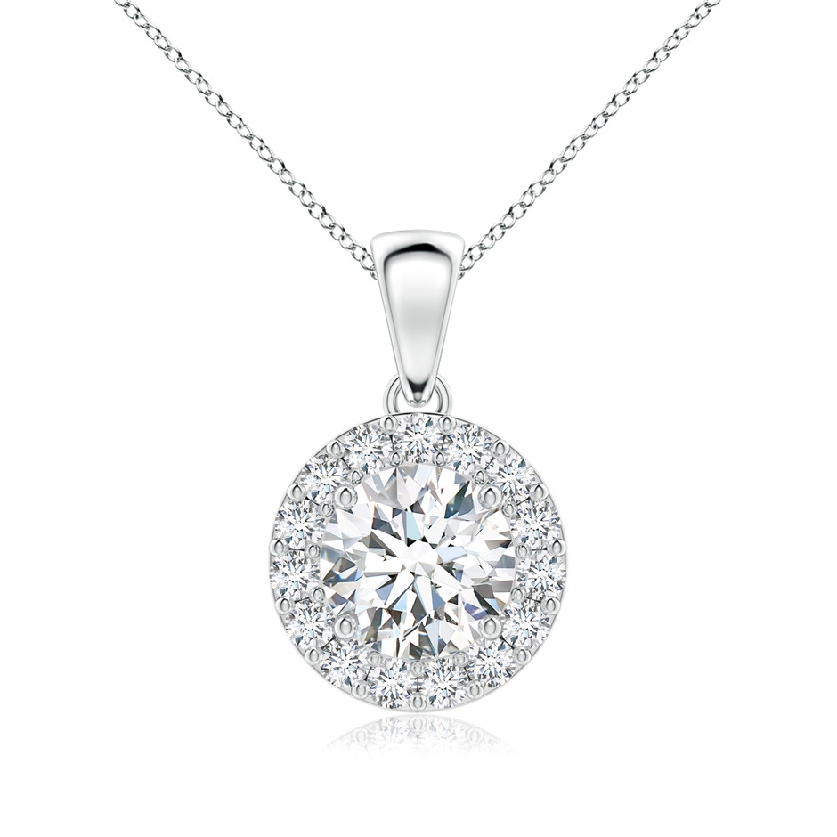 7mm GVS2 Round Diamond Halo Pendant in White Gold 