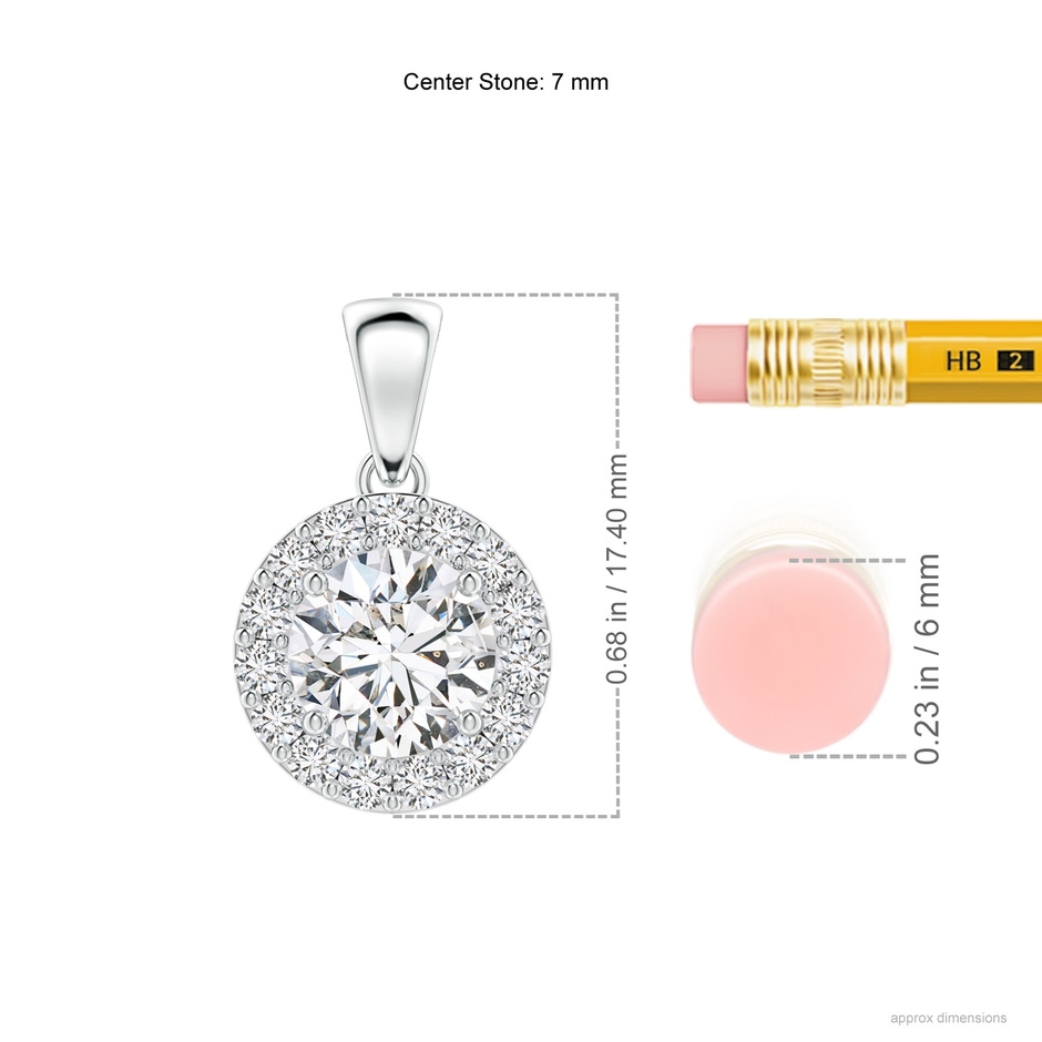 7mm HSI2 Round Diamond Halo Pendant in P950 Platinum ruler