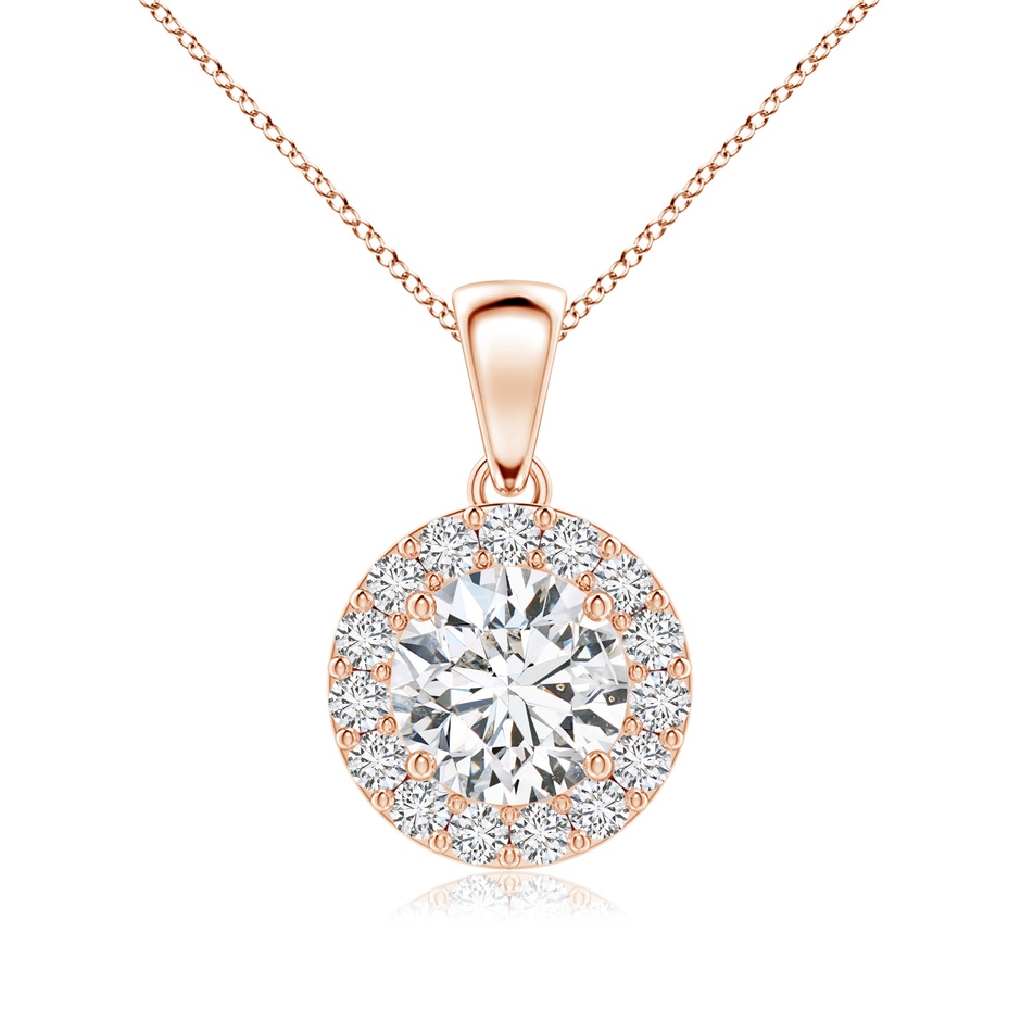 7mm HSI2 Round Diamond Halo Pendant in Rose Gold 