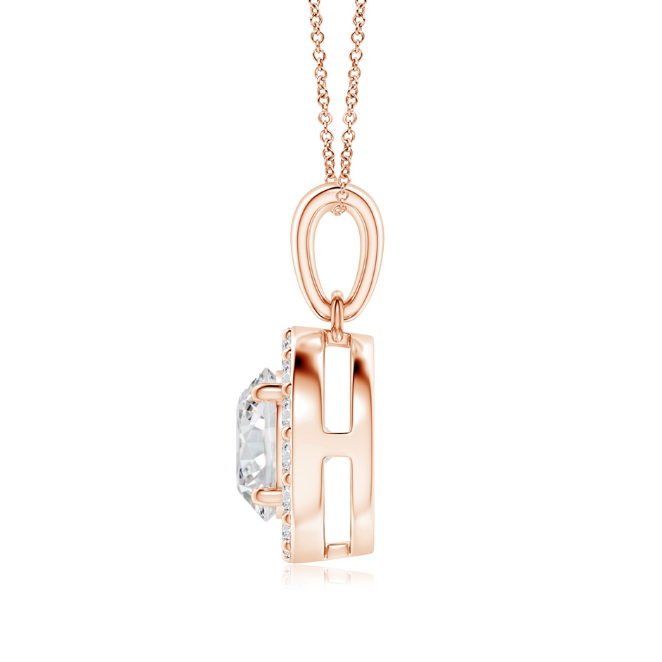 7mm HSI2 Round Diamond Halo Pendant in Rose Gold side-1