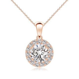 7mm IJI1I2 Round Diamond Halo Pendant in 10K Rose Gold