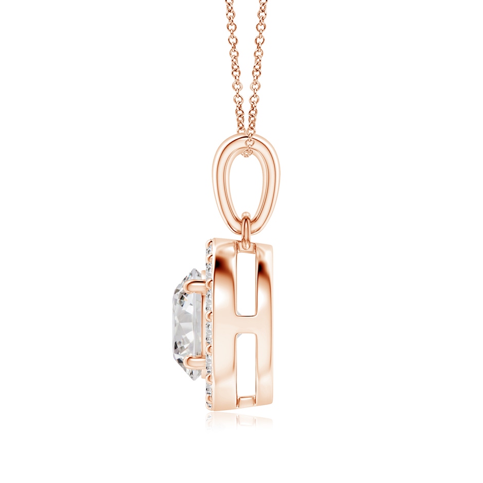 7mm IJI1I2 Round Diamond Halo Pendant in Rose Gold side-1