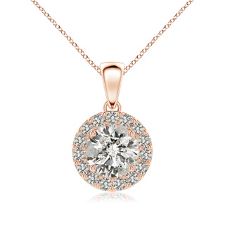 7mm KI3 Round Diamond Halo Pendant in 9K Rose Gold