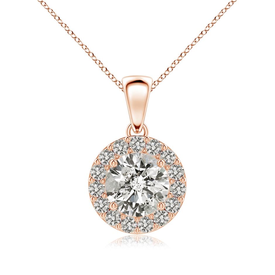7mm KI3 Round Diamond Halo Pendant in Rose Gold 