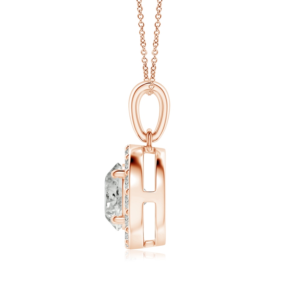 7mm KI3 Round Diamond Halo Pendant in Rose Gold side-1