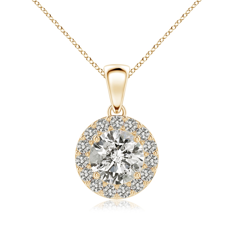 7mm KI3 Round Diamond Halo Pendant in Yellow Gold 