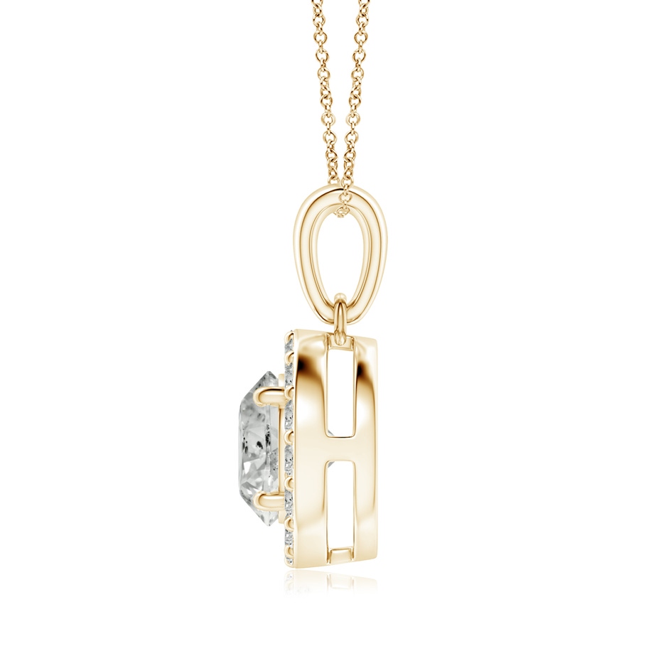 7mm KI3 Round Diamond Halo Pendant in Yellow Gold side-1