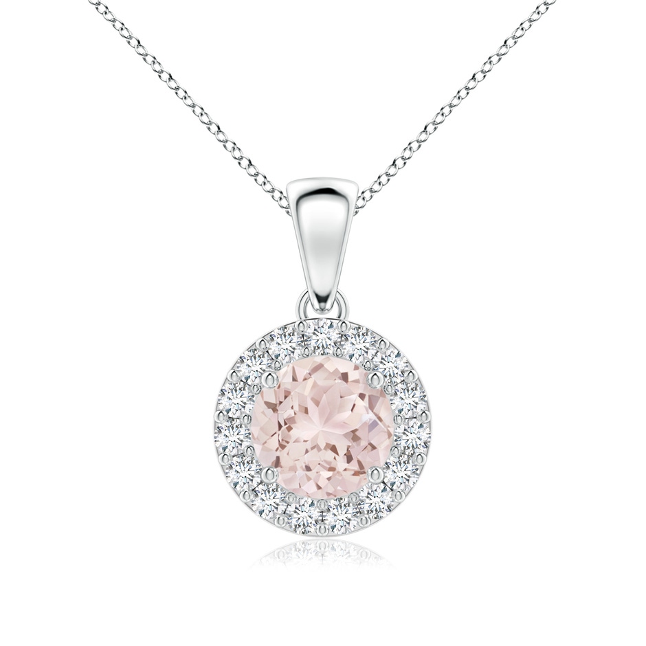 6mm A Round Morganite and Diamond Halo Pendant in P950 Platinum 