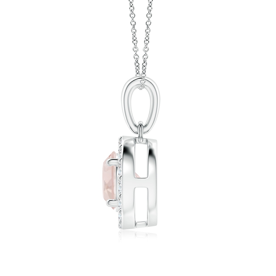 6mm A Round Morganite and Diamond Halo Pendant in P950 Platinum side-1