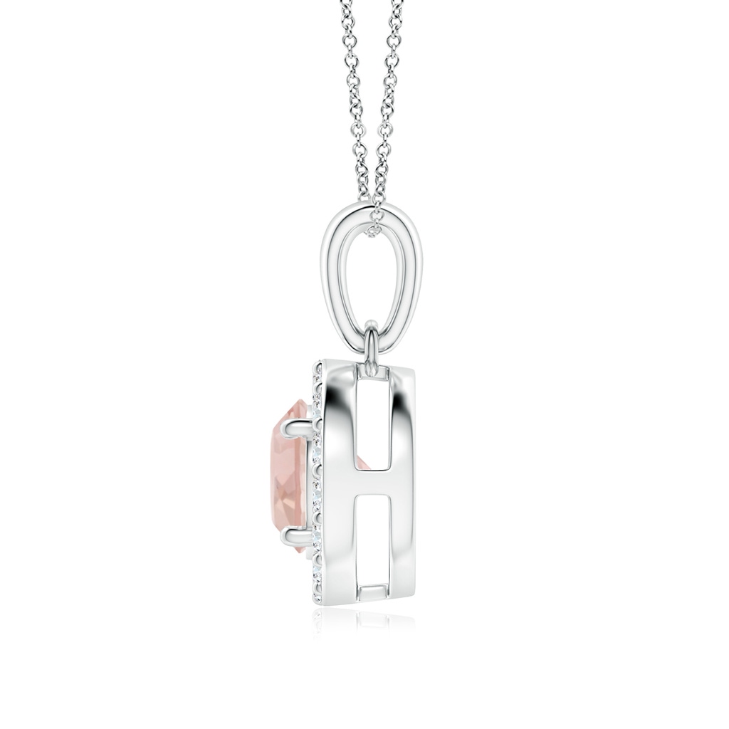 6mm AAA Round Morganite and Diamond Halo Pendant in White Gold - side_1