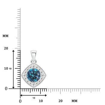 6.2mm AAA Enhanced Blue and White Diamond Halo Pendant with Milgrain in White Gold Product Image