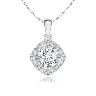 6mm GVS2 Diamond Halo Pendant with Milgrain in P950 Platinum