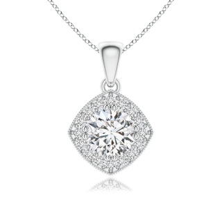 6mm HSI2 Diamond Halo Pendant with Milgrain in White Gold