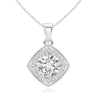 7.8mm HSI2 Diamond Halo Pendant with Milgrain in P950 Platinum