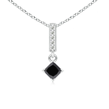 4.2mm AA V Prong-Set Princess Enhanced Black Diamond Pendant in White Gold
