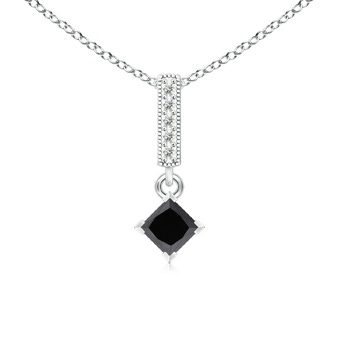 4.2mm AA V Prong-Set Princess Enhanced Black Diamond Pendant in White Gold 