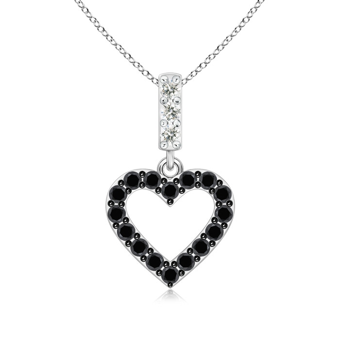 1.8mm AA Open Heart Black Diamond Pendant in White Gold 