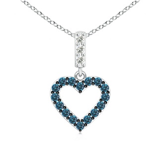 1.8mm AAA Open Heart Blue Diamond Pendant in White Gold