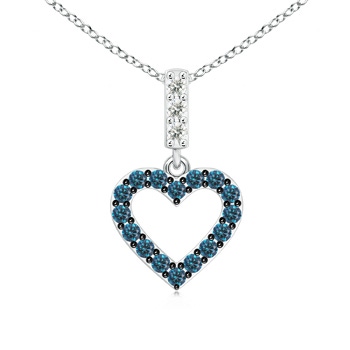 1.8mm AAA Open Heart Blue Diamond Pendant in White Gold