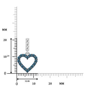 1.8mm AAA Open Heart Blue Diamond Pendant in White Gold - ruler