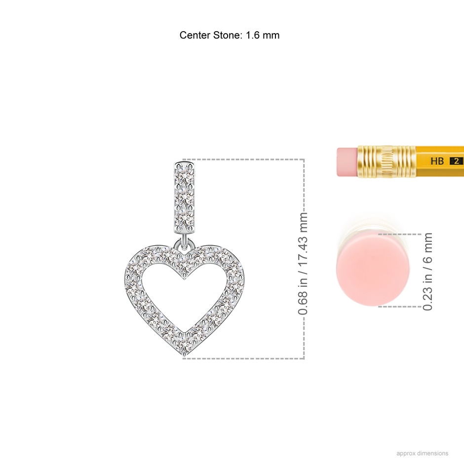 1.6mm IJI1I2 Open Heart Diamond Pendant in P950 Platinum ruler
