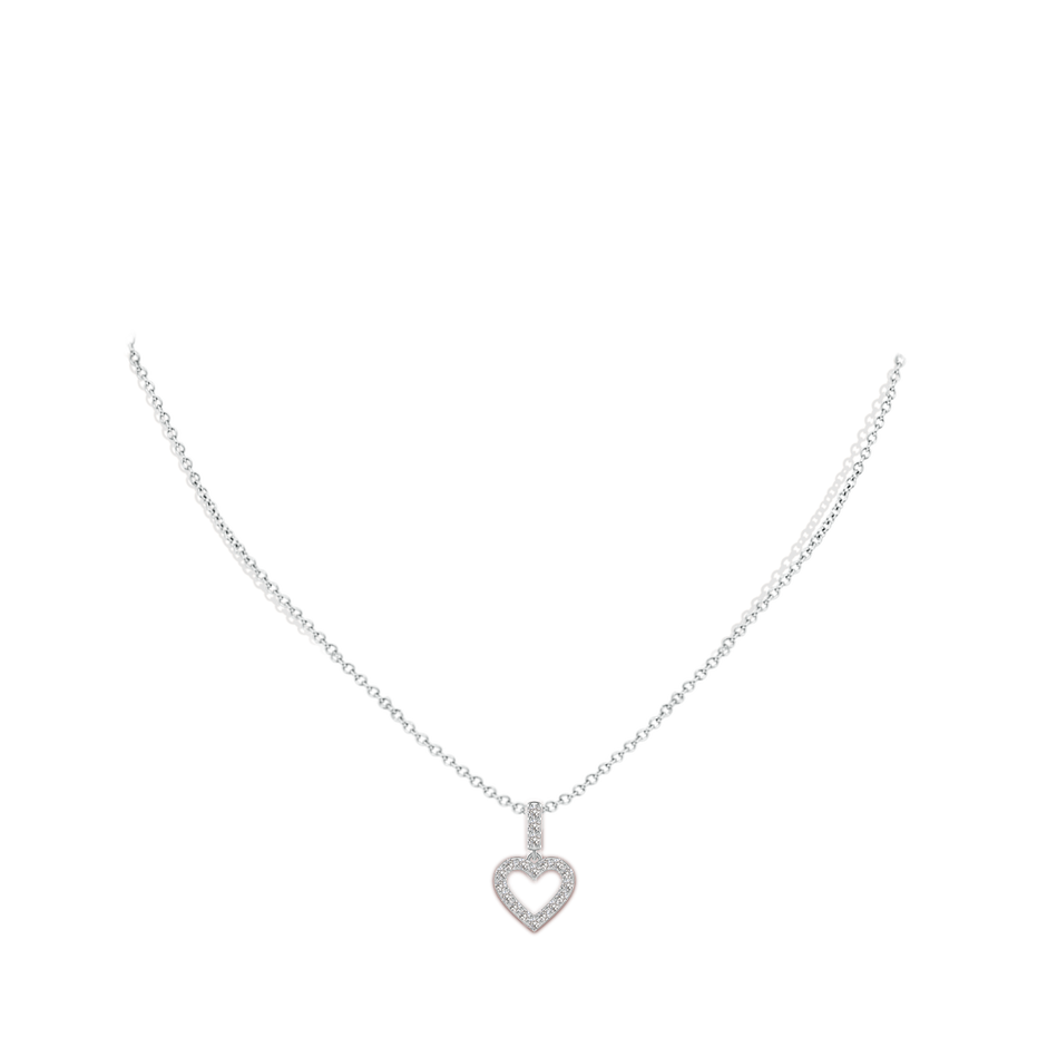 1.6mm IJI1I2 Open Heart Diamond Pendant in P950 Platinum body-neck